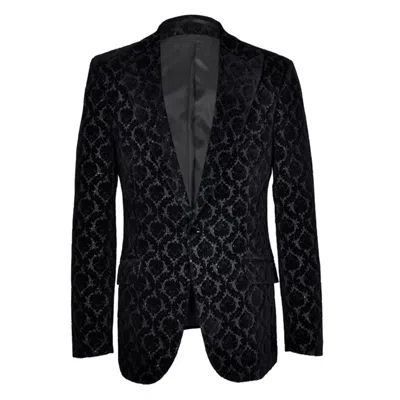 David Wej Men's Washington Floral Jacquard Blazer – Black