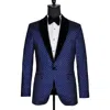 David Wej Men's Washington Jacquard Velvet Shawl Lapel Blazer - Blue In Blue