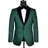 David Wej Men's Washington Jacquard Velvet Shawl Lapel Blazer - Green In Green