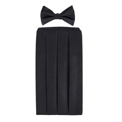 David Wej Men's Wickliffe Bowtie & Cummerbund Set – Black