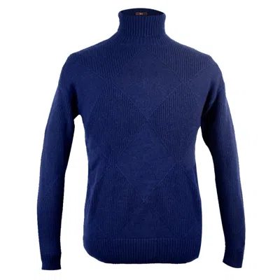 David Wej Men's Will Roll Neck Jumper - Navy In Blue