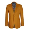 David Wej Men's Yellow / Orange Hugo Linen Double Breasted Blazer - Mustard