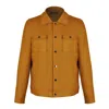 David Wej Men's Yellow / Orange Hugo Linen Trucker Jacket - Mustard