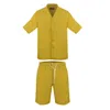David Wej Men's Yellow / Orange Kingston Linen Blend Shirt And Short Set - Mustard In Yellow/orange