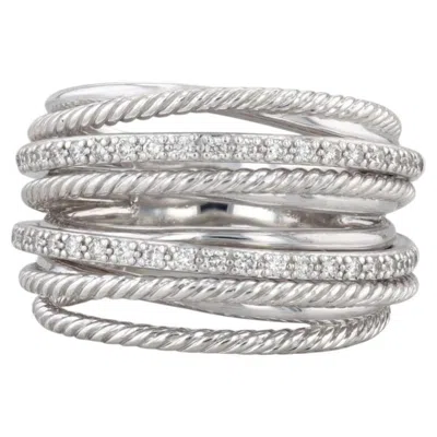 Pre-owned David Yurman 0.30ctw Diamond  Crossover Ring Sterling Silver Multi-band Size 9.25