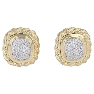 Pre-owned David Yurman 0.78ctw Diamond Albion Omega Earrings 18k Gold  Omega Backs In Multi