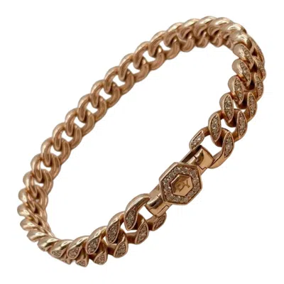 Pre-owned David Yurman 1 Carat Cognac Diamond And Rose Gold Chain Bracelet In Red