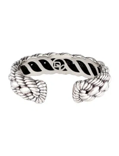 Pre-owned David Yurman 1.06ctw Diamond Woven Cable Narrow Cuff, 6.5" In Multicolor