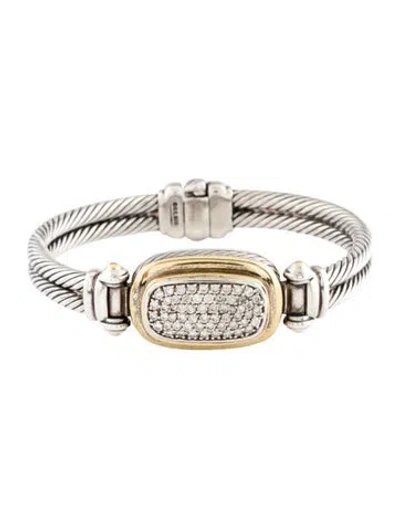 Pre-owned David Yurman 1.07ctw Diamond Albion Station Bangle Bracelet, 6.75" In Multi