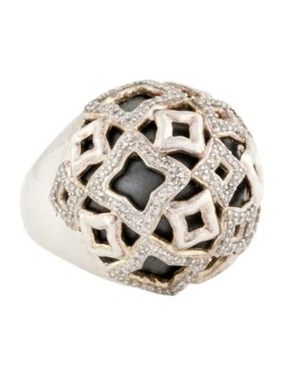 Pre-owned David Yurman 1.07ctw Diamond Quatrefoil Dome Ring In Multi