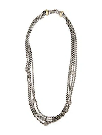 Pre-owned David Yurman 1.08ctw Diamond Four Row Station Necklace, 16", 16" In Multi