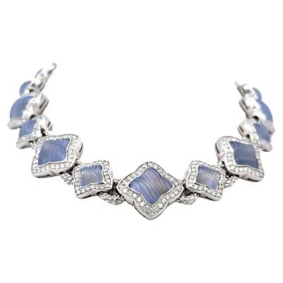 Pre-owned David Yurman 11.60 Carat Round Brilliant Diamond 18k White Gold Link Bracelet