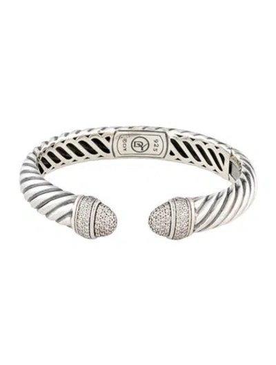 Pre-owned David Yurman 1.17ctw Diamond Waverly Cuff Bracelet, 6.5" In Multi