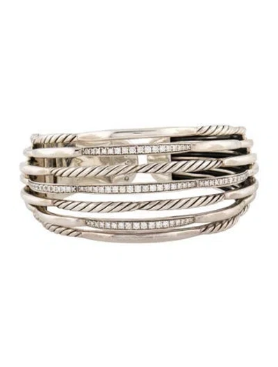 Pre-owned David Yurman 1.20ctw Diamond Seven Row Tides Bracelet, 6" In Multi
