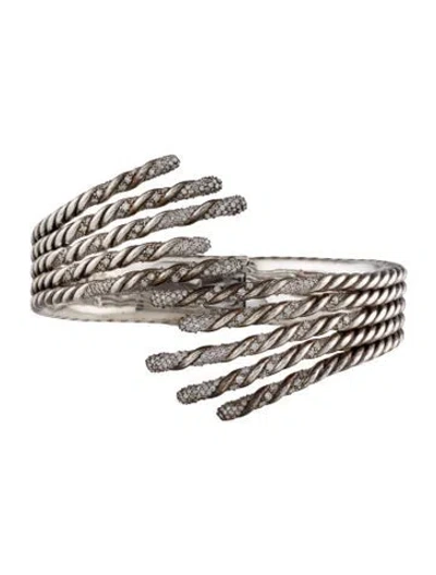 Pre-owned David Yurman 1.35ctw Diamond Willow Open Five-row Bracele, 6.5" In Multi