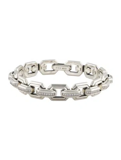 Pre-owned David Yurman 1.40ctw Diamond Faceted Flat Link Bracelet, 8" In Multi