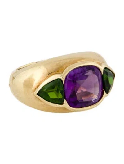 Pre-owned David Yurman 14k Amethyst & Diopside Renaissance Cocktail Ring In Multi