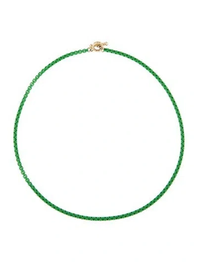 Pre-owned David Yurman 14k Bel Aire Box Chain Choker Necklace, 14" In Green