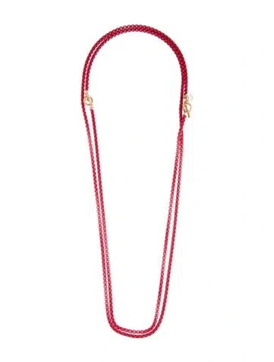 Pre-owned David Yurman 14k Bel Aire Color Box Chain Necklace In Red
