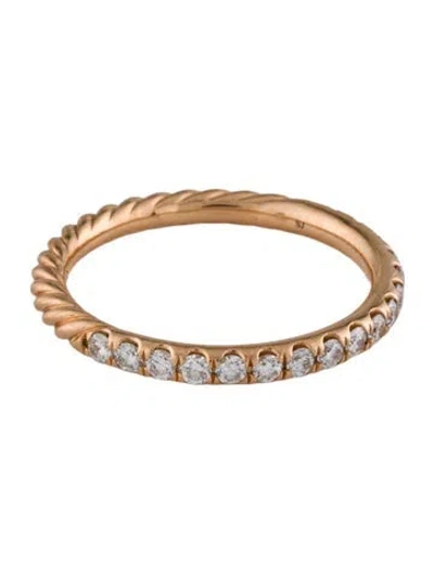 Pre-owned David Yurman 14k Diamond Cable Collectibles® Stack Ring In Multi