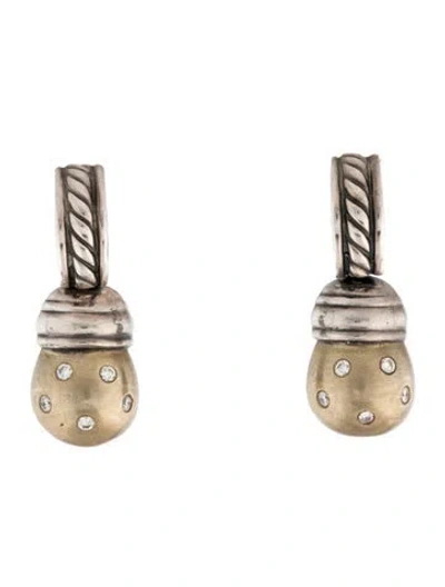 Pre-owned David Yurman 14k Diamond Cable Drop Earrings In Multicolor