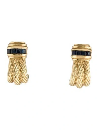 Pre-owned David Yurman 14k Sapphire Earclips In Multi
