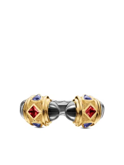 David Yurman 14k Yellow Gold And Sterling Silver Renaissance Multi-stone Ring