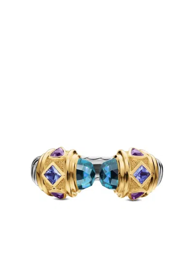 David Yurman 14k Yellow Gold And Sterling Silver Renaissance Multi-stone Ring