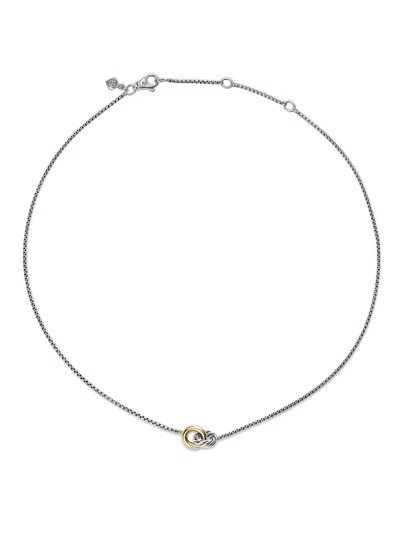 David Yurman 14kt Gold Plated Petite Cable Linked Necklace In 银色
