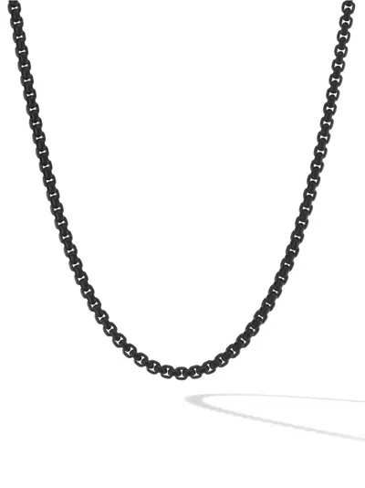 David Yurman 14kt Yellow Gold And Stainless Steel Dy Bel Aire Box-chain Necklace In Black