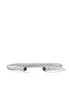 David Yurman Sterling Silver And 14kt Yellow Gold Modern Cable Lapis Lazuli Cuff In Silver