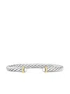 David Yurman Sterling Silver And 14kt Yellow Gold Modern Cable Cuff In 银色