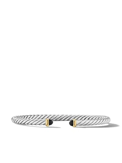 David Yurman Sterling Silver & 18k Yellow Gold Cable Classic Bracelet With Black Onyx