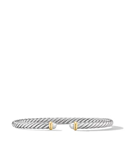 David Yurman 14kt Yellow Gold Modern Cable Pearl Bracelet In Silver