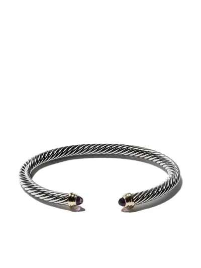 David Yurman 14kt Yellow Gold Cable Classics Amethyst Bracelet In Silver