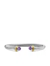David Yurman 14kt Yellow Gold And Sterling Silver Classic Cable Amethyst Bracelet In Silber