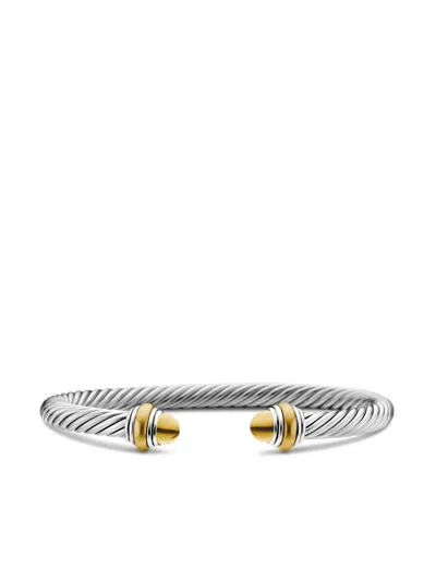 David Yurman 14kt Yellow Gold And Sterling Silver Classic Cable Bracelet In Silber