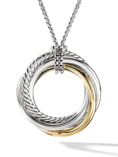 David Yurman 14kt Yellow Gold And Sterling Silver Crossover Necklace
