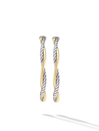 David Yurman 14kt Yellow Gold And Sterling Silver Infinity Hoop Earrings