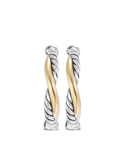 David Yurman 14kt Yellow Gold And Sterling Silver Infinity Hoop Earrings