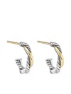 David Yurman 14kt Yellow Gold And Silver Petite Infinity Huggie Hoops In Silver