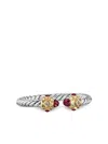 David Yurman 14kt Yellow Gold And Sterling Silver Renaissance Diamond Ring (2.3mm) In Garnet