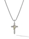 David Yurman 14kt Yellow Gold And Sterling Silver Cross Pendant Necklace In N11941ds4adi18