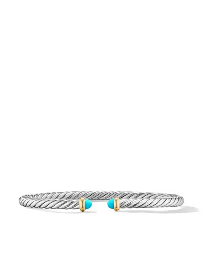 DAVID YURMAN 14KT YELLOW GOLD CABLE FLEX CUFF TURQUOISE BRACELET (4MM)