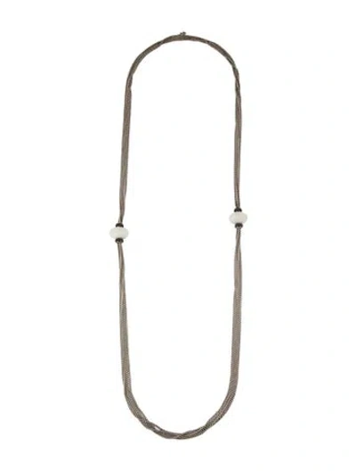 Pre-owned David Yurman 1.51ctw Diamond & Chalcedony Box Chain Multistrand Necklace, 42"