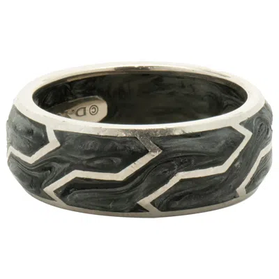 Pre-owned David Yurman 18 Karat White Gold Forged Carbon 8mm Band
