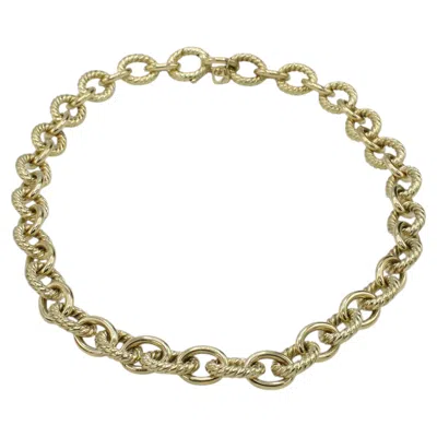 Pre-owned David Yurman 18 Karat Yellow Gold Cable Oval Link Chain Necklace