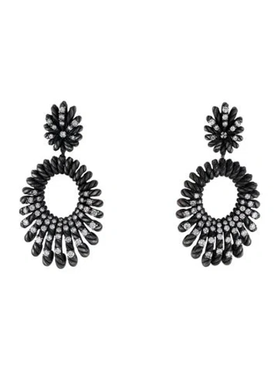 Pre-owned David Yurman 1.82ctw Diamond Temp Double-drop Earrings In Multi