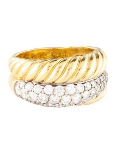 Pre-owned David Yurman 18k 1.02ctw Diamond Crossover Band In Multi