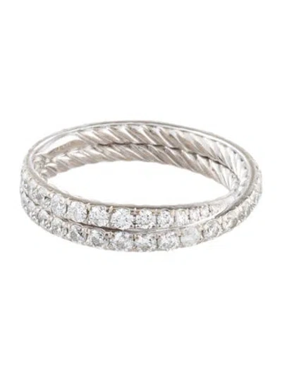 Pre-owned David Yurman 18k 1.10ctw Diamond Crossover Band In Multi